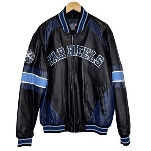 North Carolina UNC Tar Heels NCAA Leather Bomber Jacket Men's XL